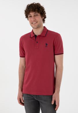 Erkek Slim Fit Polo Yaka Vişne Basic Tişört - 50305980190