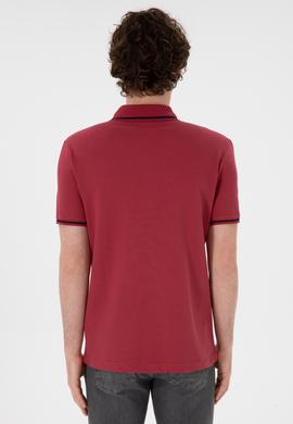 Erkek Slim Fit Polo Yaka Vişne Basic Tişört - 50305980190