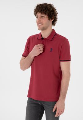Erkek Slim Fit Polo Yaka Vişne Basic Tişört - 50305980190