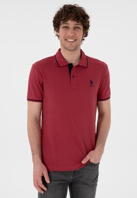 Erkek Slim Fit Polo Yaka Vişne Basic Tişört - 50305980190