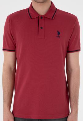 Erkek Slim Fit Polo Yaka Vişne Basic Tişört - 50305980190