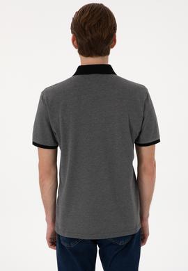 Erkek Regular Fit Polo Yaka Antrasit Melanj Basic Tişört - 50305989066