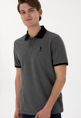Erkek Regular Fit Polo Yaka Antrasit Melanj Basic Tişört - 50305989066