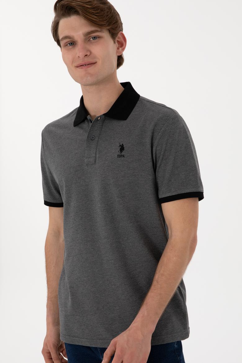 Erkek Regular Fit Polo Yaka Antrasit Melanj Basic Tişört - 50305989066