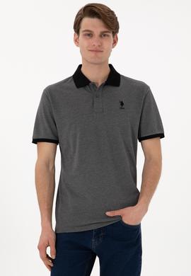 Erkek Regular Fit Polo Yaka Antrasit Melanj Basic Tişört - 50305989066