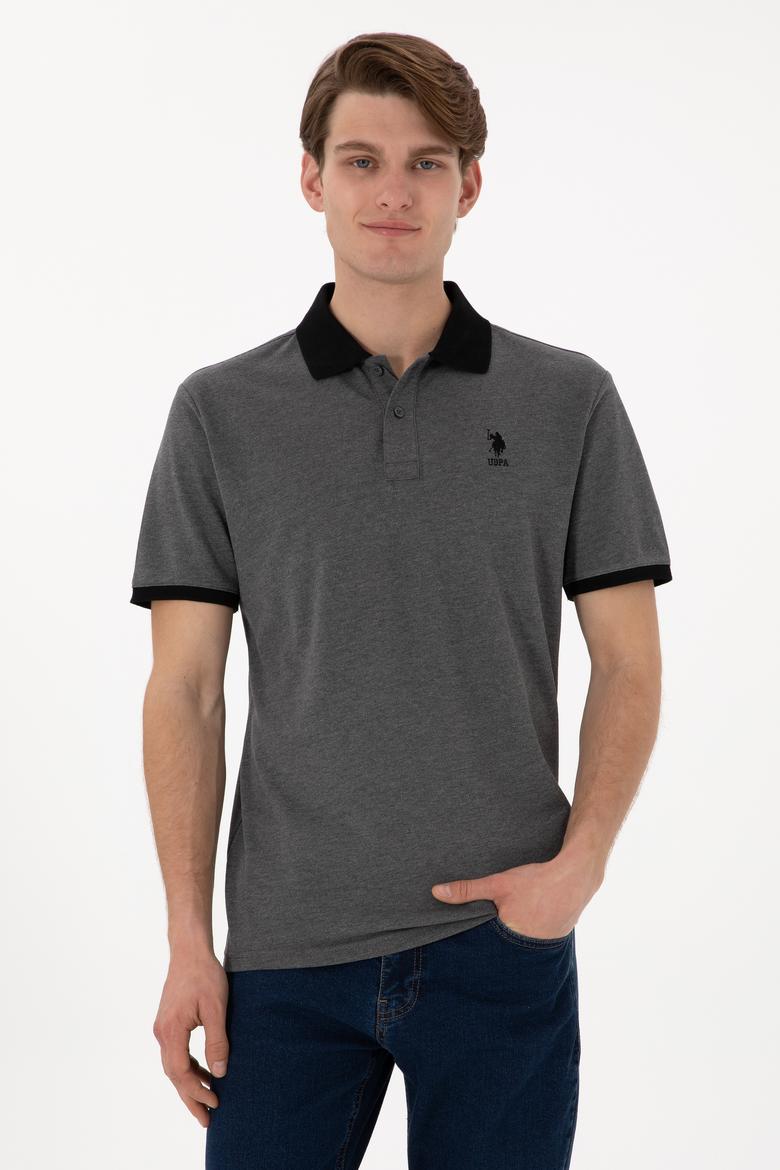 Erkek Regular Fit Polo Yaka Antrasit Melanj Basic Tişört