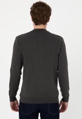 Erkek Antrasit Melanj Basic Triko Hırka - 50288870051