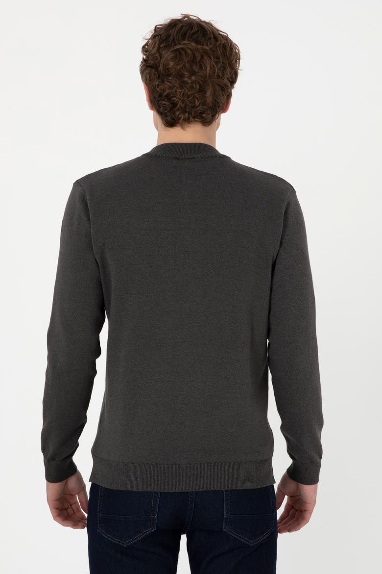 Erkek Antrasit Melanj Basic Triko Hırka - 50288870051