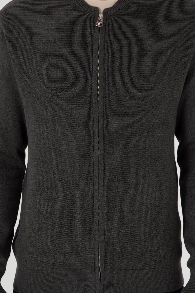 Erkek Antrasit Melanj Basic Triko Hırka - 50288870051