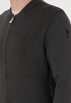 Erkek Antrasit Melanj Basic Triko Hırka - 50288870051