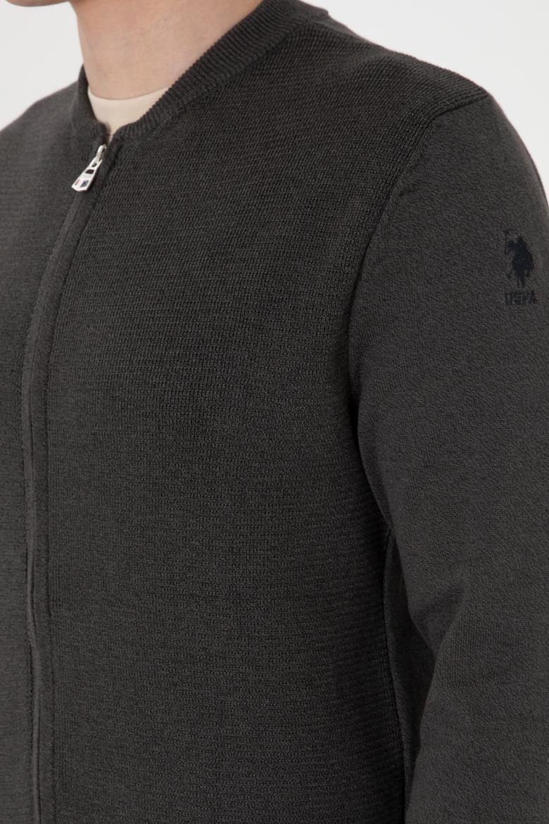 Erkek Antrasit Melanj Basic Triko Hırka - 50288870051