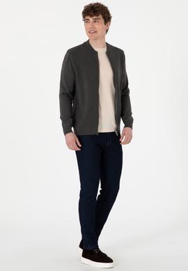 Erkek Antrasit Melanj Basic Triko Hırka - 50288870051