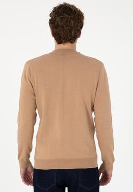 Erkek Camel Melanj Basic Triko Hırka - 50288870008