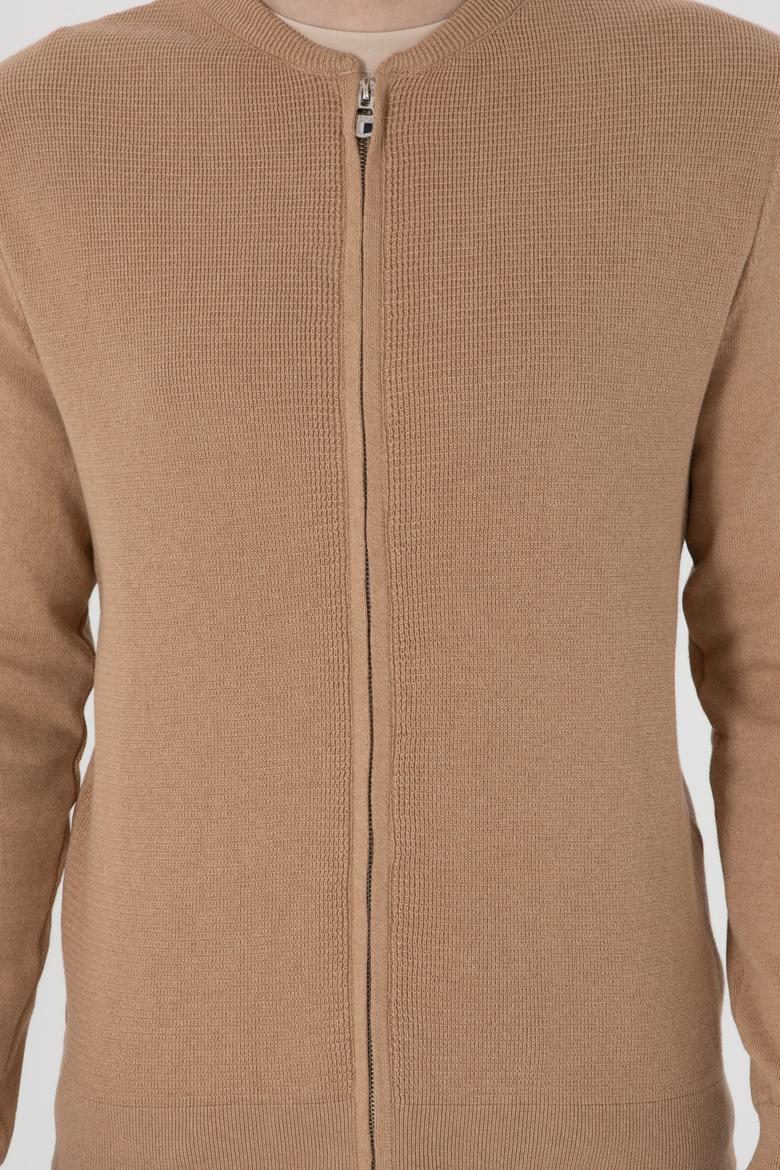 Erkek Camel Melanj Basic Triko Hırka - 50288870008