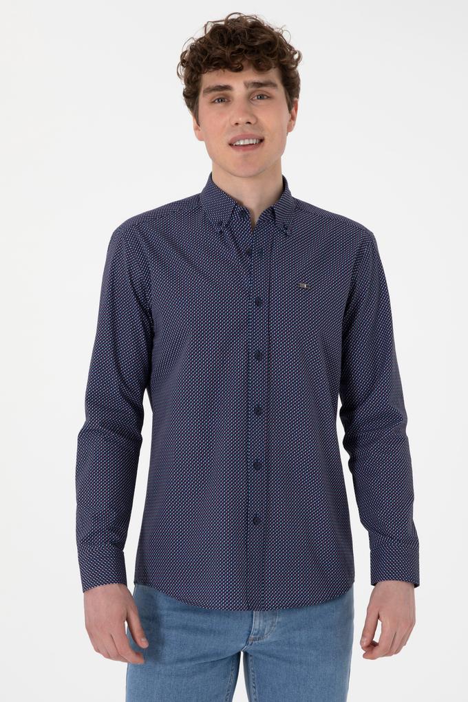 Erkek Lacivert Uzun Kollu Gömlek