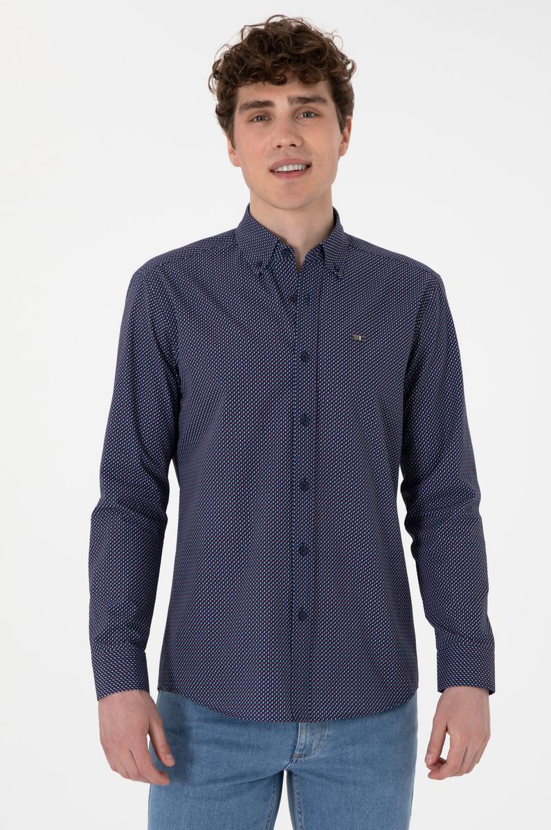 Erkek Lacivert Uzun Kollu Gömlek