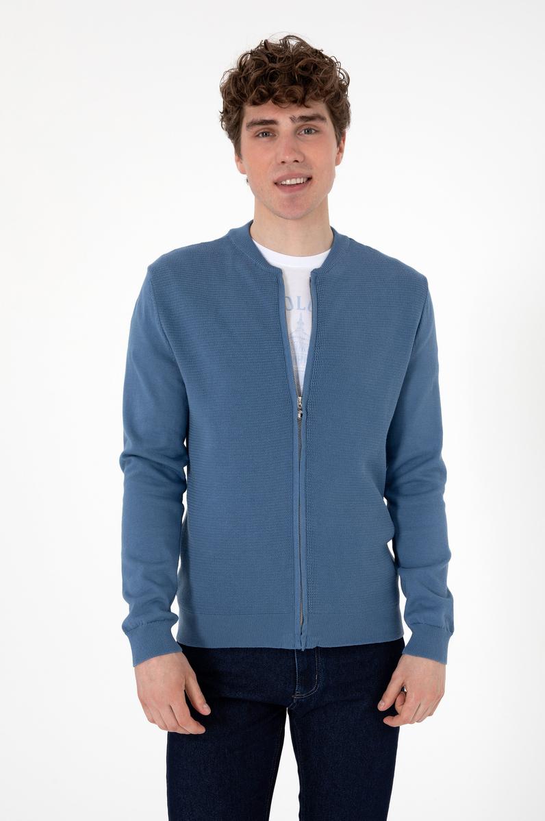 Erkek Saks Basic Triko Hırka