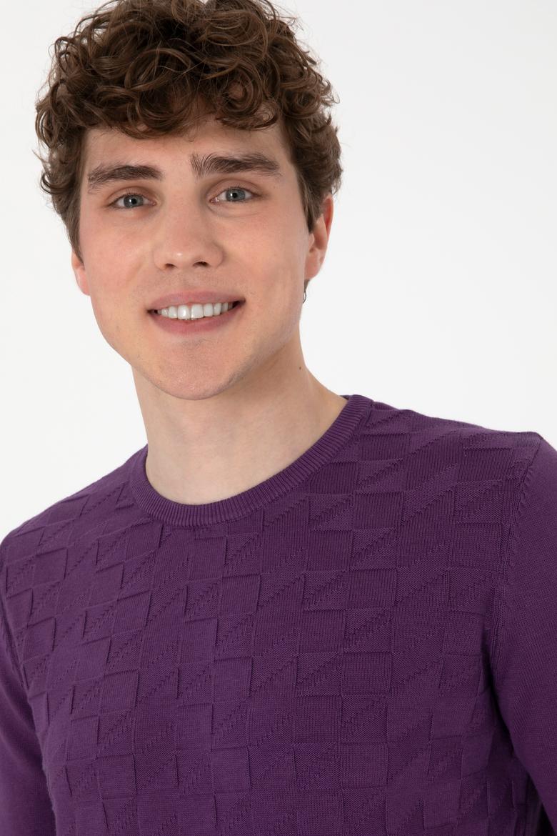 Erkek Mor Basic Kazak - 50288882051