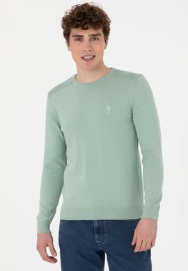 Erkek Su Yeşili Basic Kazak - 50288888132