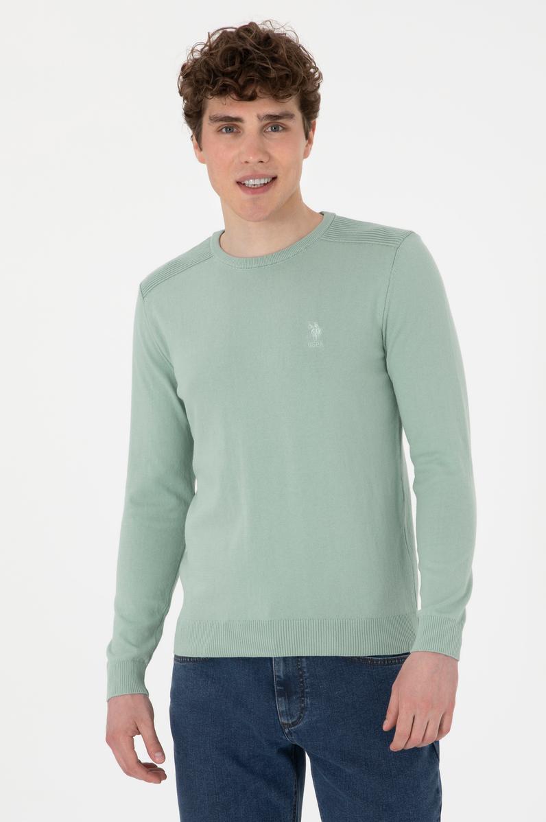 Erkek Su Yeşili Basic Kazak