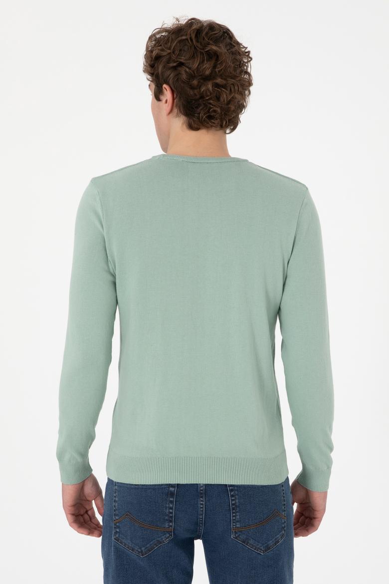 Erkek Su Yeşili Basic Kazak - 50288888132