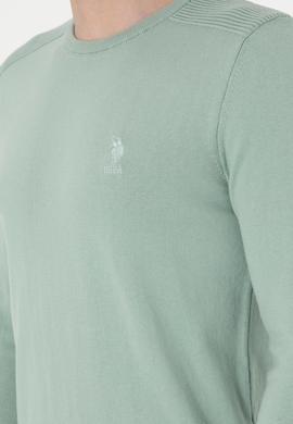 Erkek Su Yeşili Basic Kazak - 50288888132