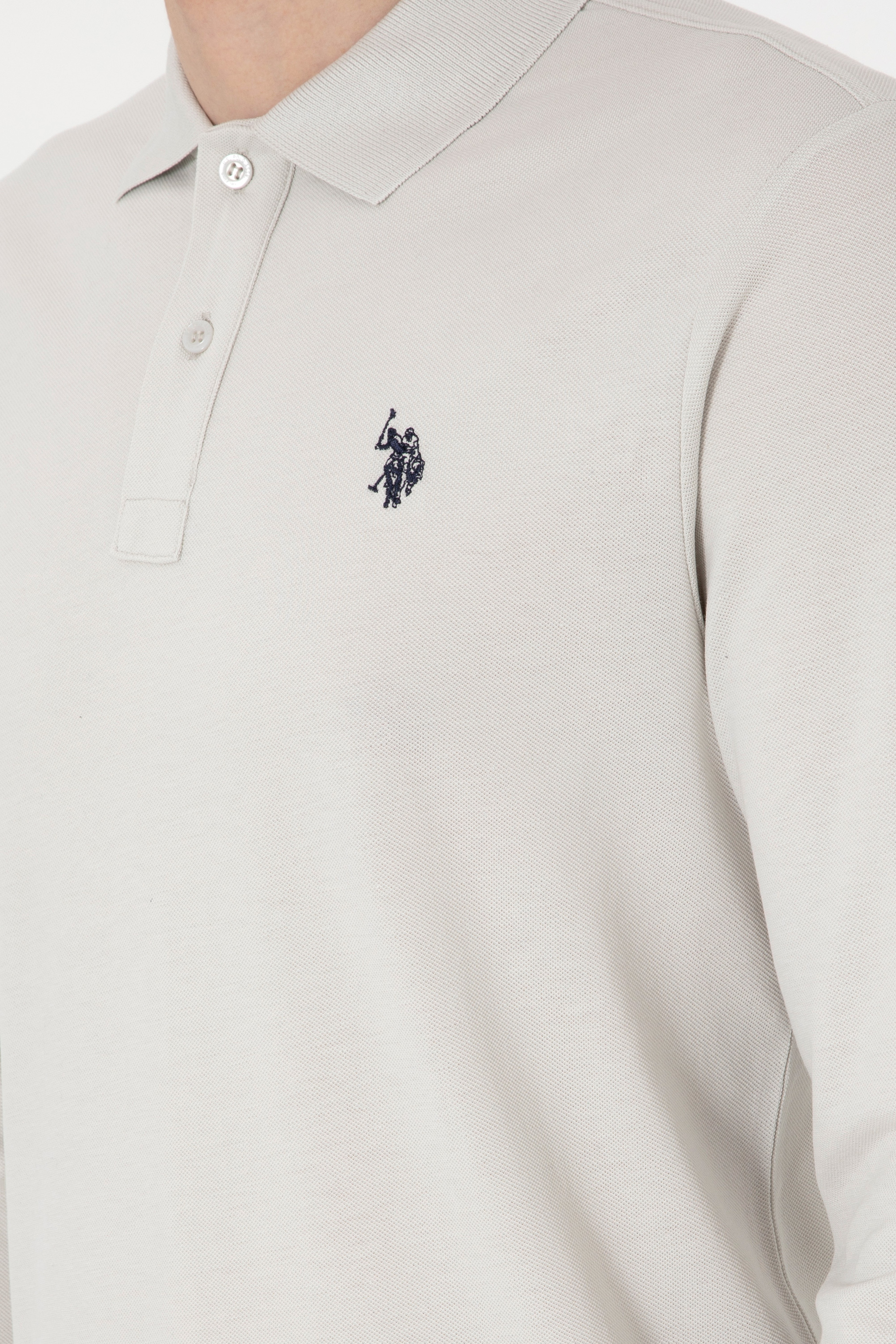 Erkek Açık Gri Basic Sweatshirt - Image 7