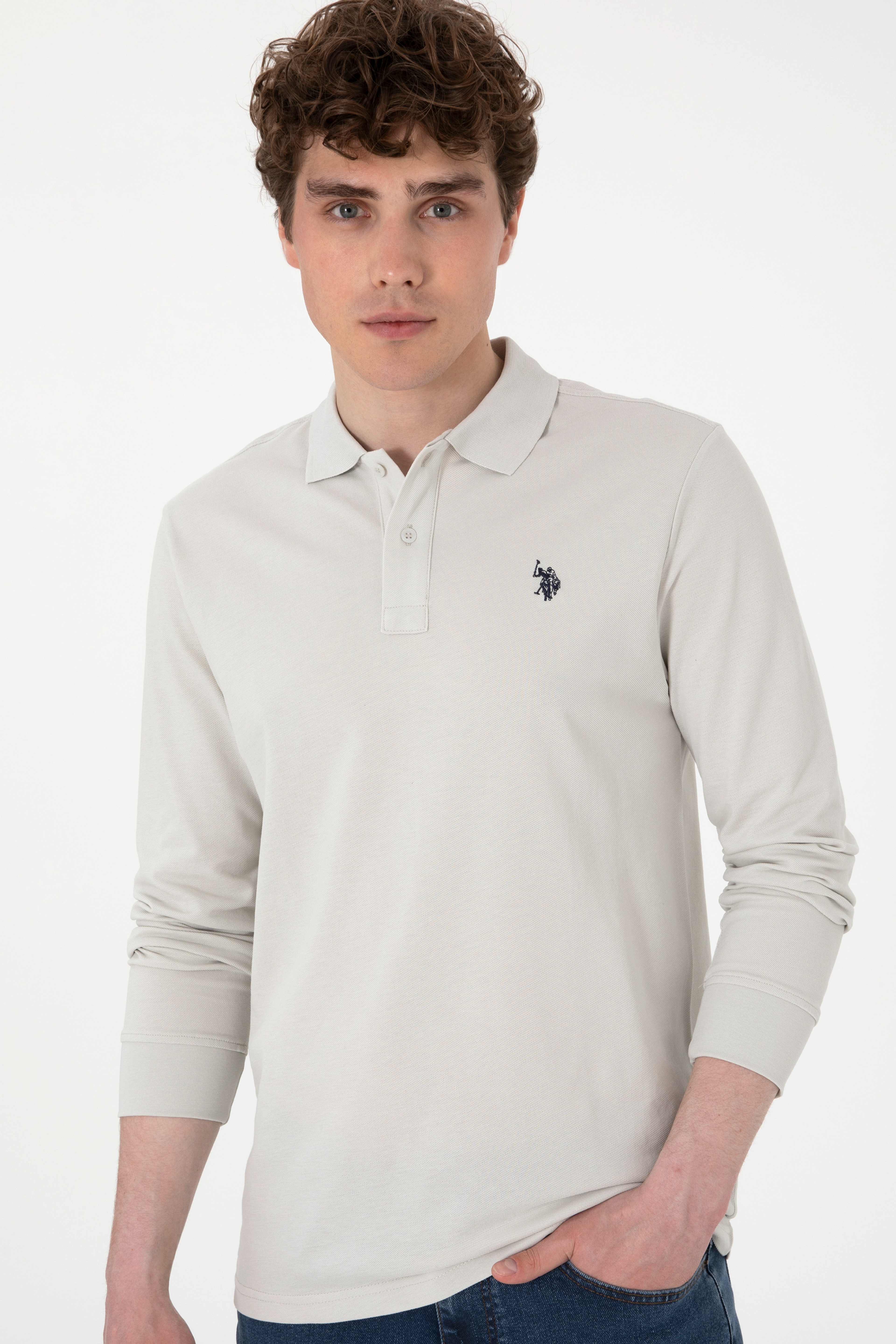 Erkek Açık Gri Basic Sweatshirt - Image 3
