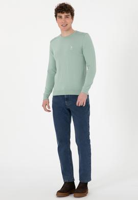 Erkek Su Yeşili Basic Kazak - 50288888132