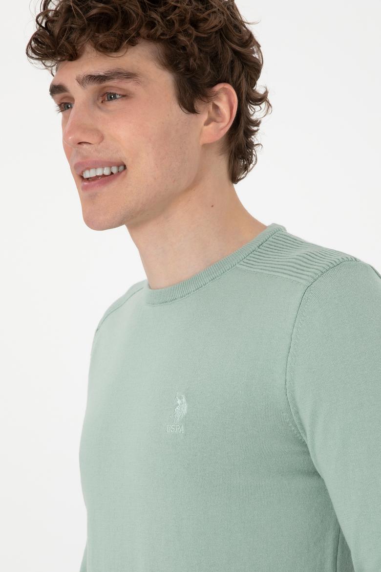 Erkek Su Yeşili Basic Kazak - 50288888132