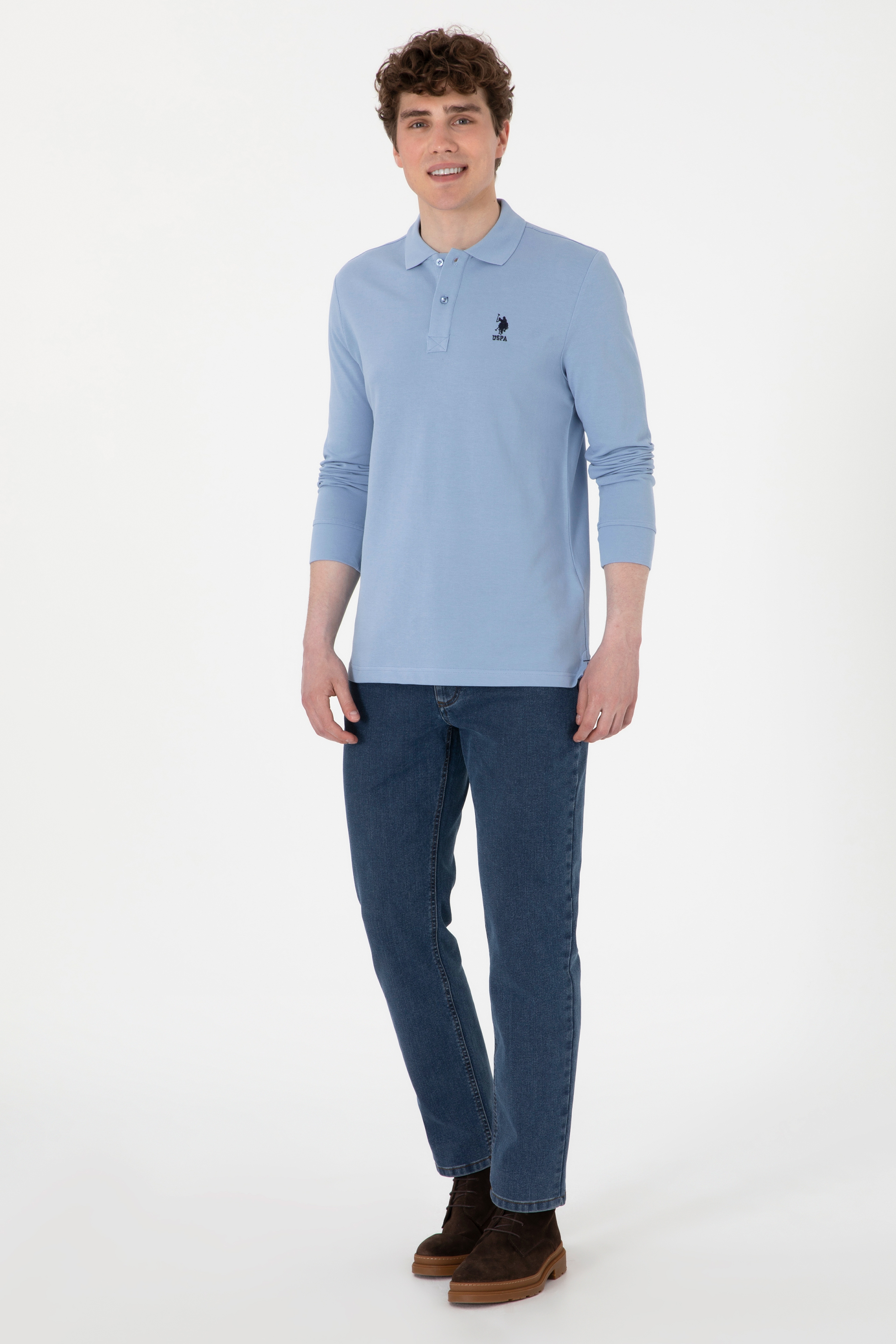 Erkek Açık Mavi Basic Sweatshirt - Image 4