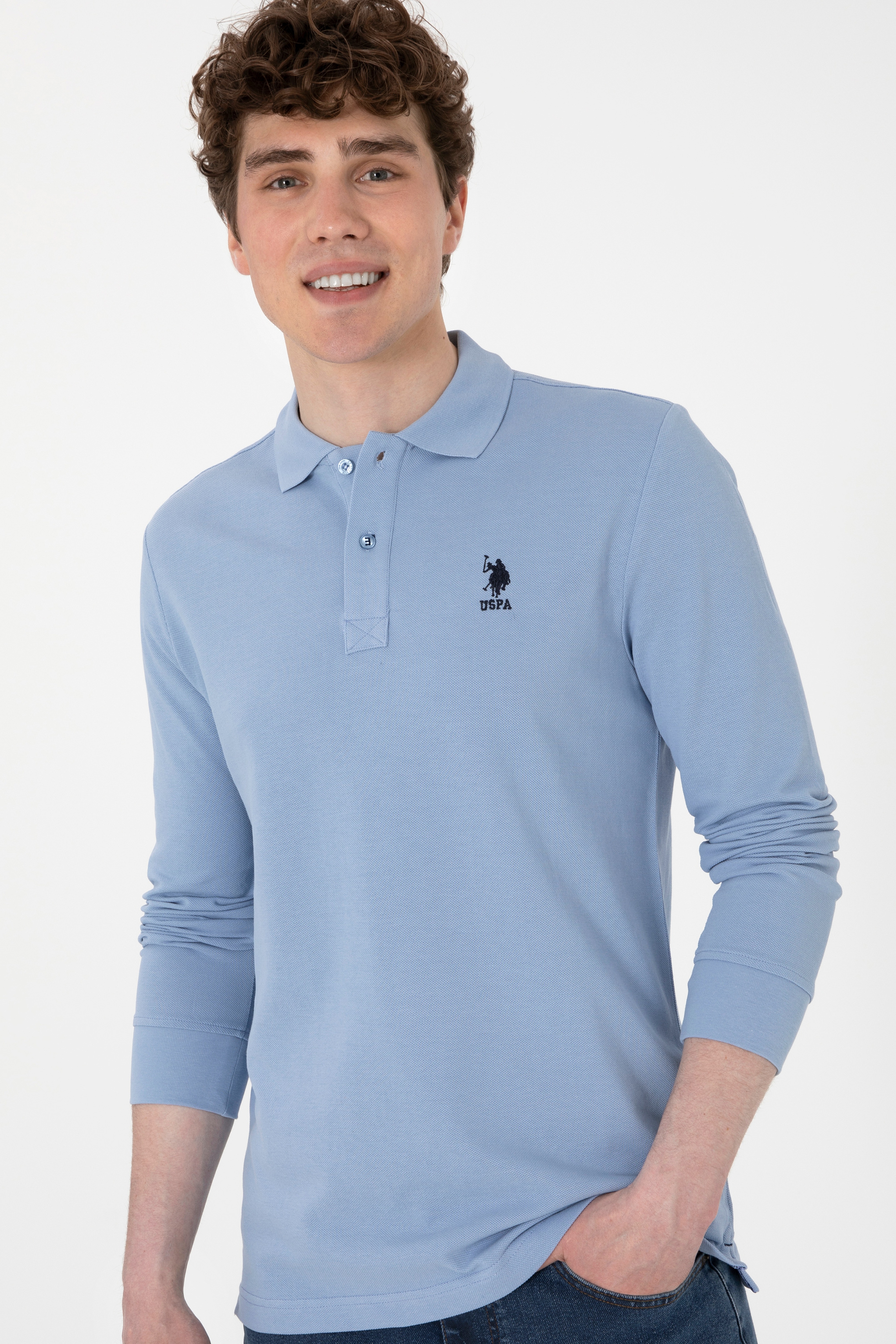 Erkek Açık Mavi Basic Sweatshirt - Image 3