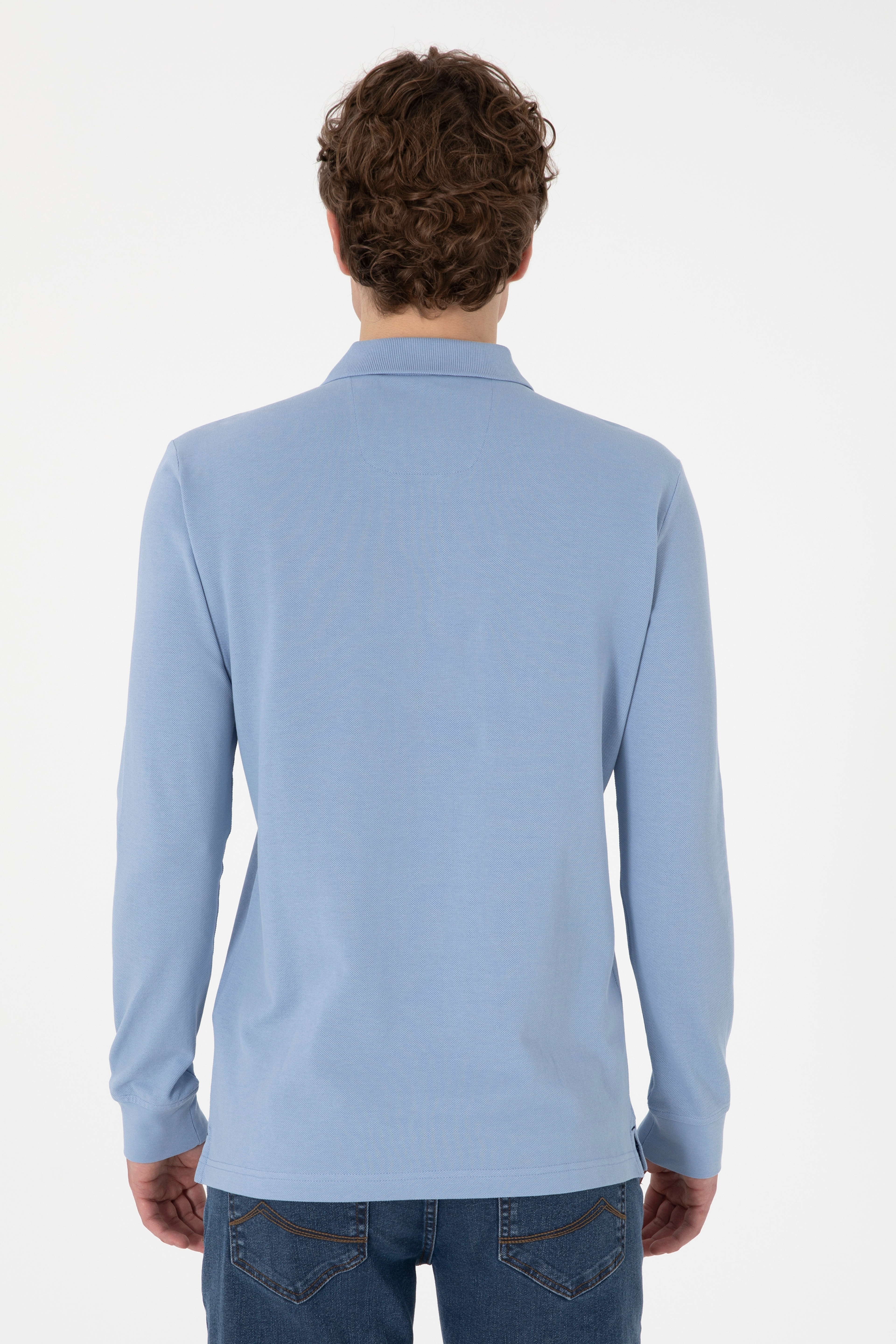 Erkek Açık Mavi Basic Sweatshirt - Image 5