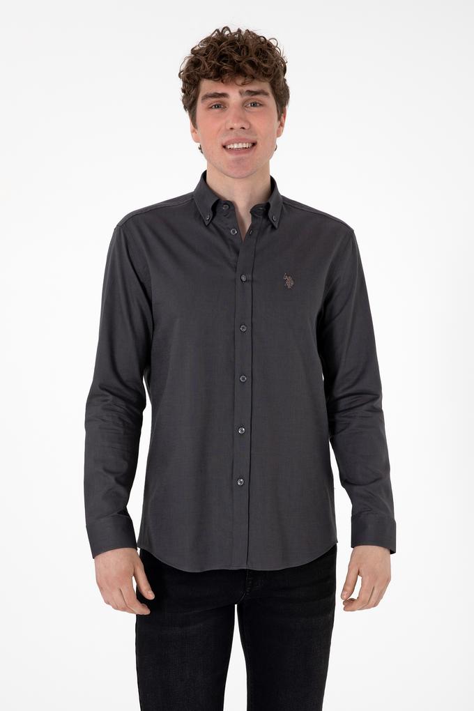 Erkek Antrasit Uzun Kollu Basic Gömlek