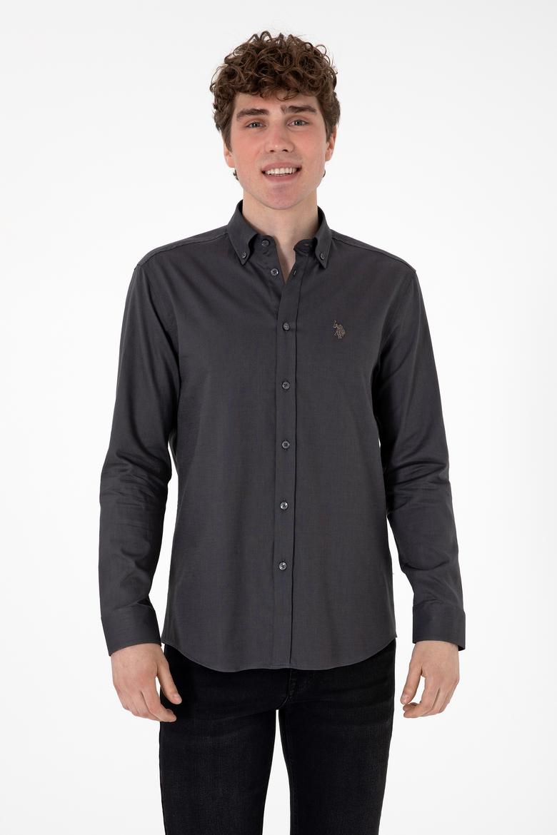 Erkek Antrasit Uzun Kollu Basic Gömlek