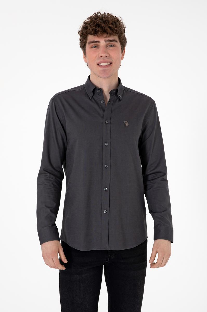 Erkek Antrasit Uzun Kollu Basic Gömlek