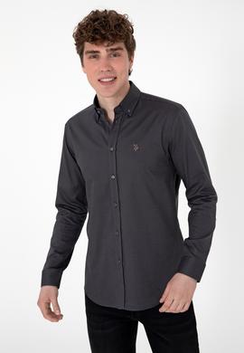 Erkek Antrasit Uzun Kollu Basic Gömlek - 50293949079