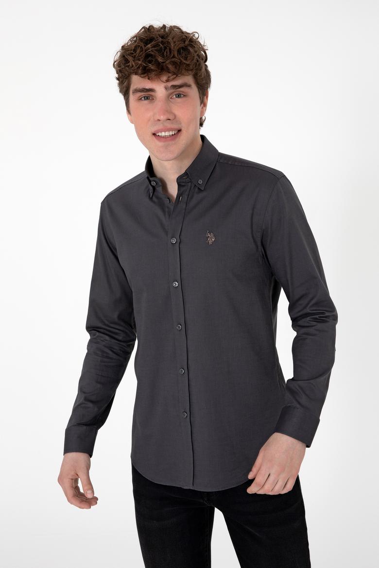 Erkek Antrasit Uzun Kollu Basic Gömlek - 50293949079