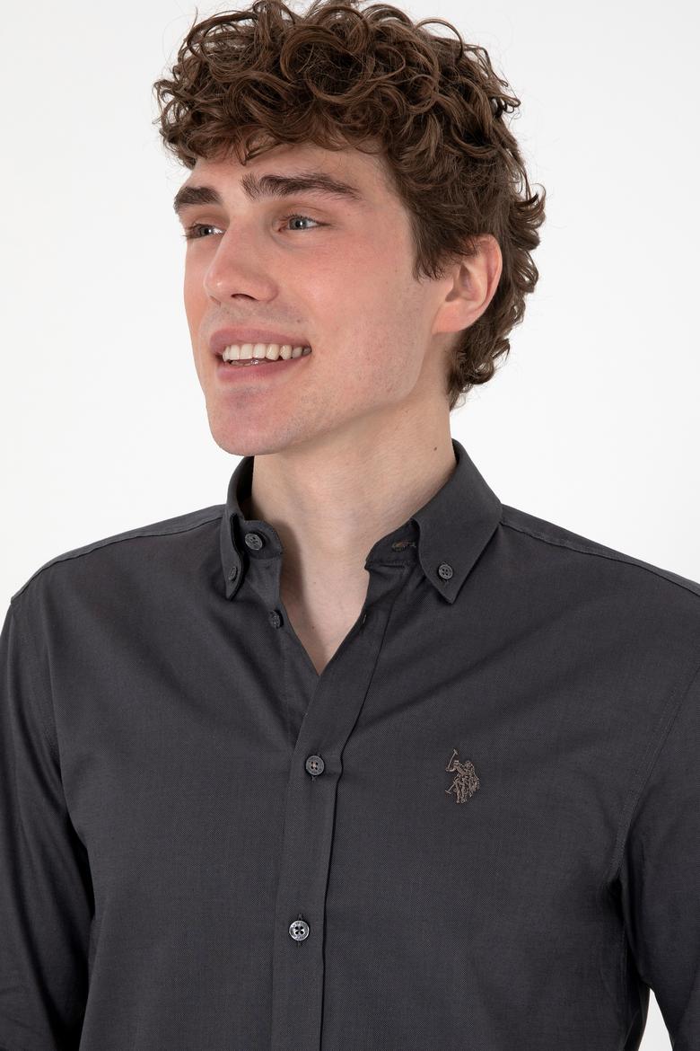 Erkek Antrasit Uzun Kollu Basic Gömlek - 50293949079