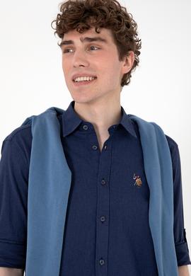 Erkek Lacivert Uzun Kollu Basic Gömlek - 50297868006