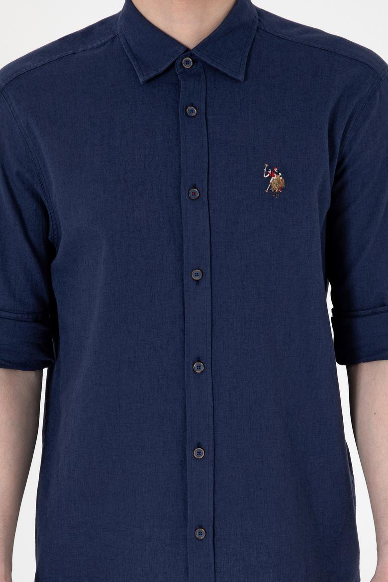 Erkek Lacivert Uzun Kollu Basic Gömlek - 50297868006