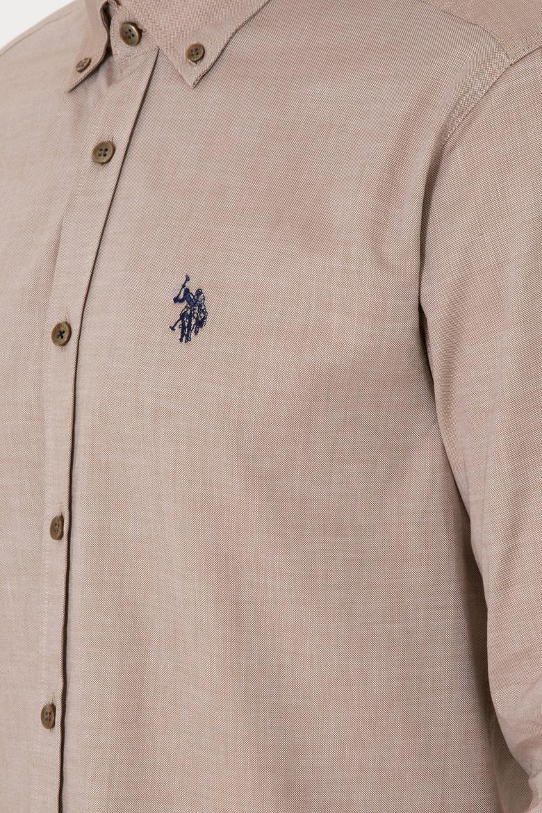 Erkek Haki Uzun Kollu Basic Gömlek - 50293949028