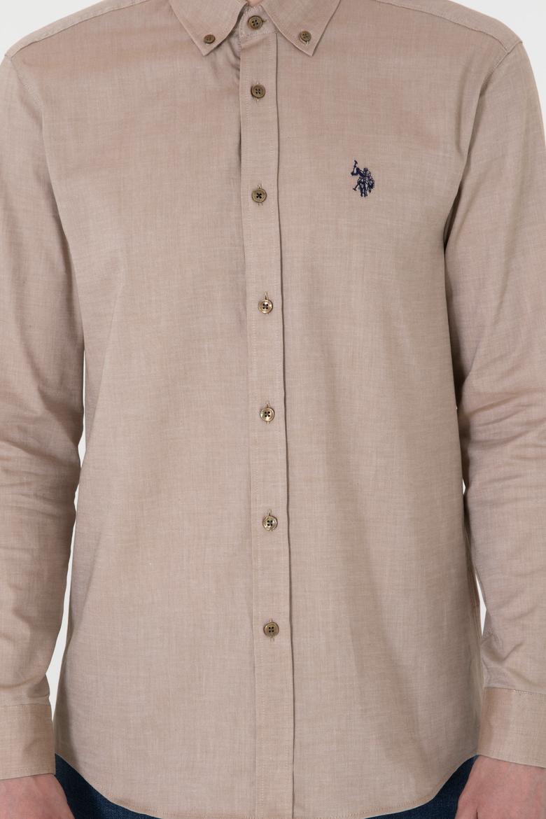 Erkek Haki Uzun Kollu Basic Gömlek - 50293949028