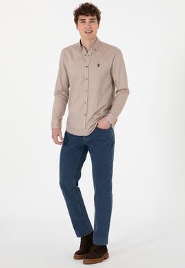 Erkek Haki Uzun Kollu Basic Gömlek - 50293949028