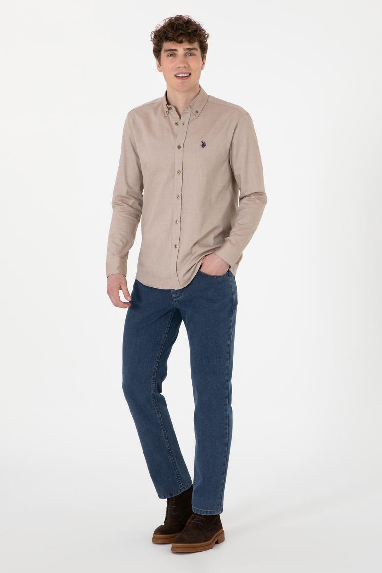 Erkek Haki Uzun Kollu Basic Gömlek - 50293949028