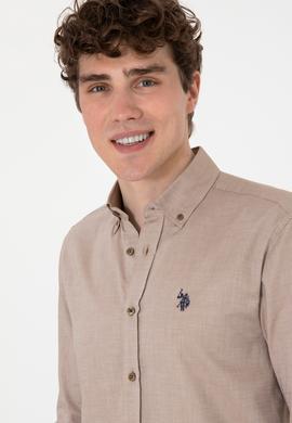 Erkek Haki Uzun Kollu Basic Gömlek - 50293949028