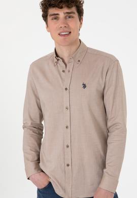 Erkek Haki Uzun Kollu Basic Gömlek - 50293949028