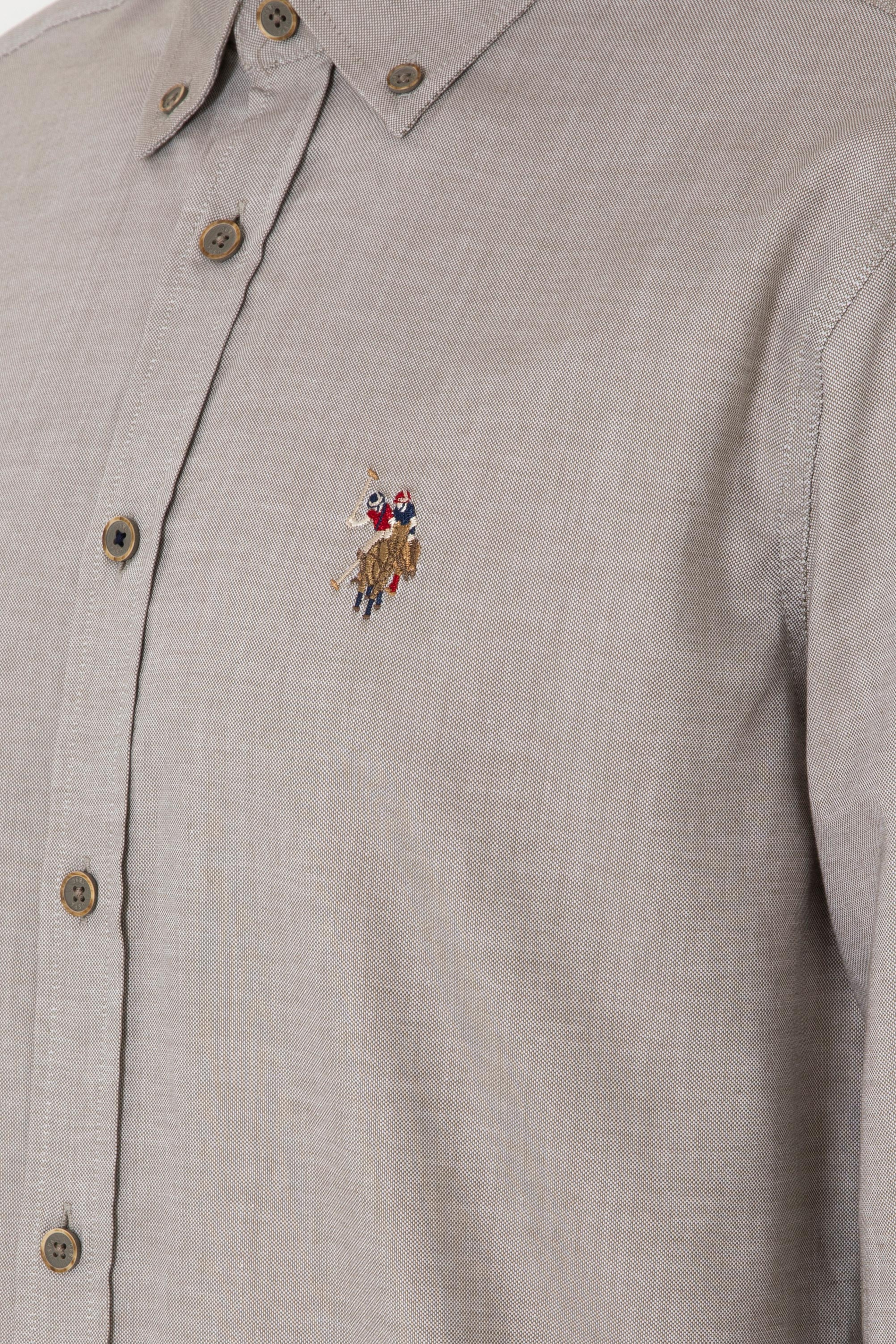 Erkek Vizon Uzun Kollu Basic Gömlek - Image 7