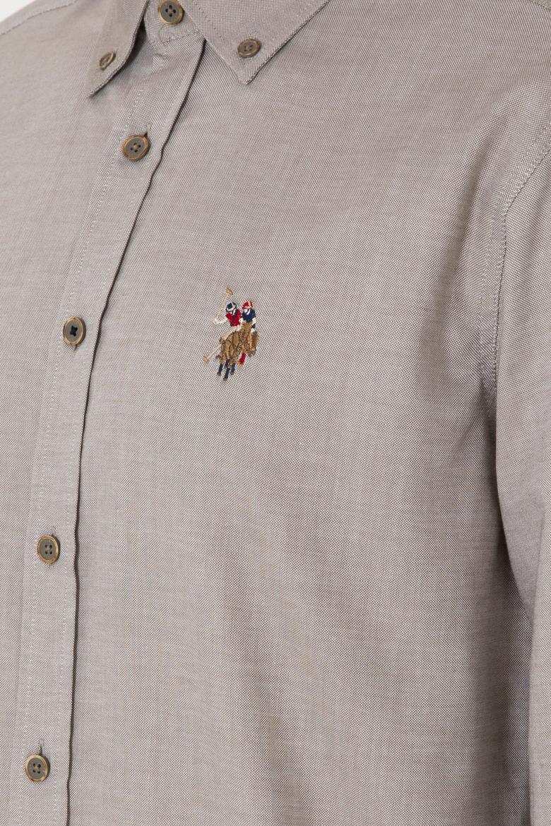 Erkek Vizon Uzun Kollu Basic Gömlek - 50297981040