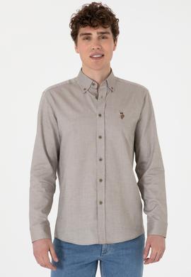 Erkek Vizon Uzun Kollu Basic Gömlek - 50297981040